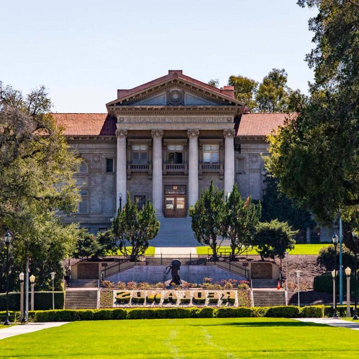 Administration building on the University of Redlands campus.